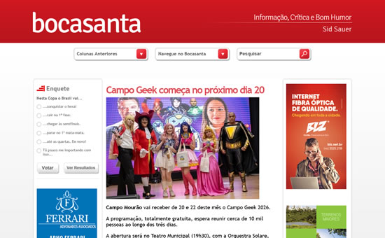 Boca Santa - Campo Geek começa no próximo dia 20