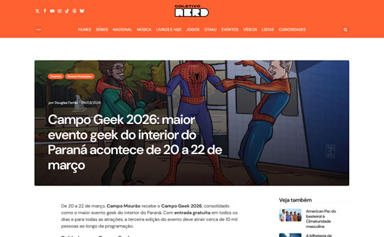 Coletivo Nerd - Campo Geek 2026 acontece de 20 a 22 de março