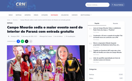 CRN - Campo Mourão sedia o maior evento nerd do interior do Paraná com entrada gratuita