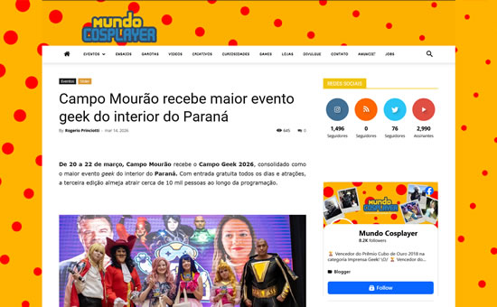 Mundo Cosplayer: Campo Mourão recebe maior evento geek do interior do Paraná