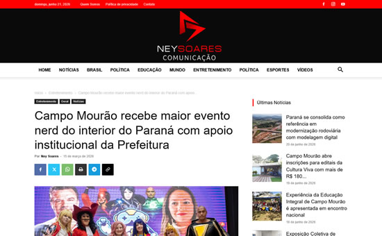 Ney Soares - Campo Mourão recebe maior evento nerd do interior do Paraná com apoio institucional da Prefeitura