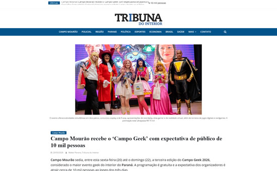 Tribuna do Interior - Campo Mourão recebe o ‘Campo Geek’ com expectativa de público de 10 mil pessoas