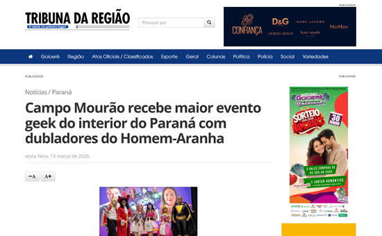 Tribuna da Região - Campo Mourão recebe maior evento geek do interior do Paraná com dubladores do Homem-Aranha